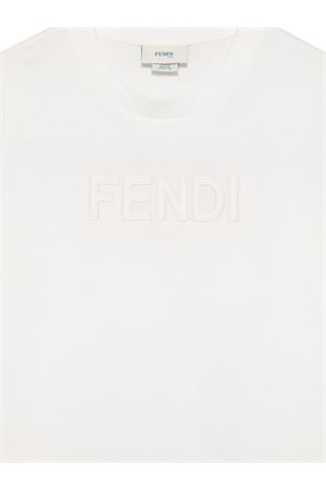 T-shirt in cotone bianca in cotone FENDI KIDS | JUI1747AJF0TU9